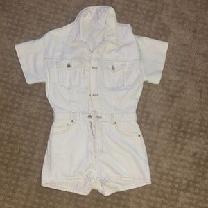 Zara White Denim Romper Size Small